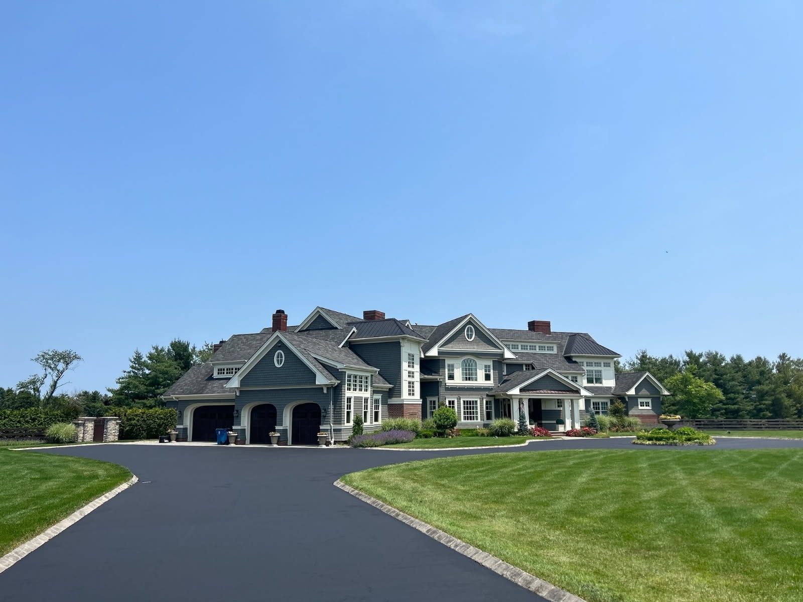 Freshly sealcoated residential driveway
